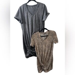 SHEIN Bundle Twist Front Black/White And Leopard Cheetah Dress Sz( M)